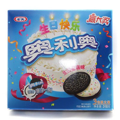 苏宁易购 奥利奥 夹心饼干生日蛋糕味 318g/盒18元,下单五折